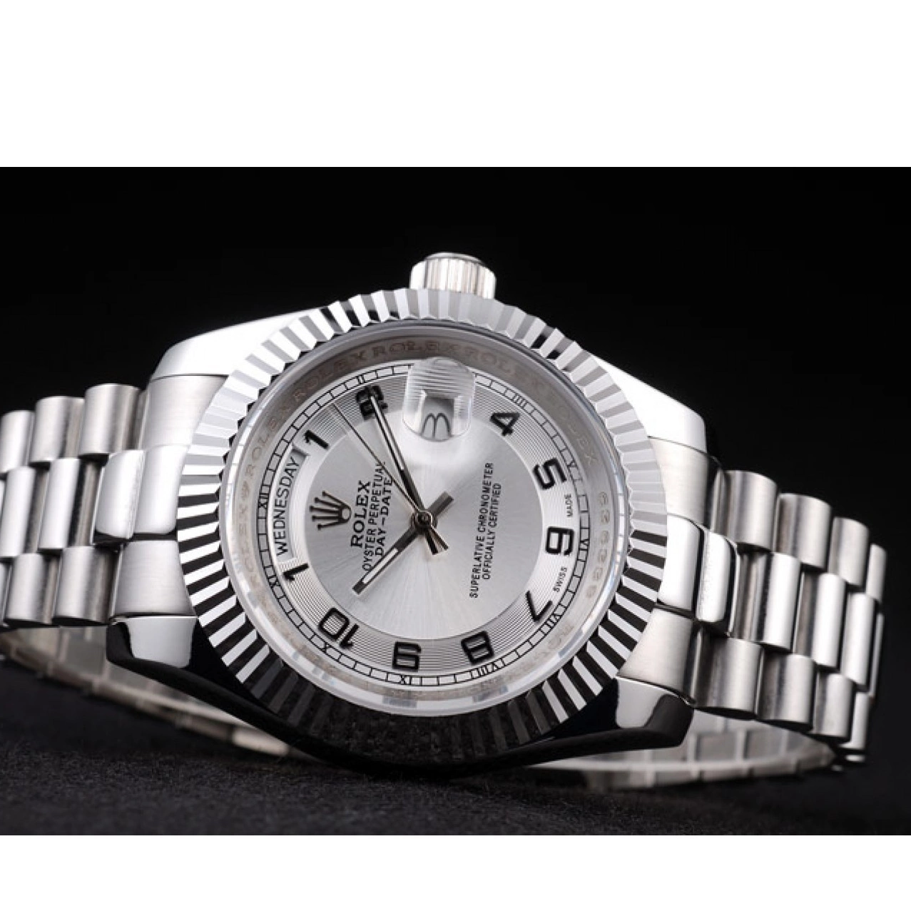 AAA Replica Watches Rolex Day-Date Dial White Steel Stainless Polished 0619